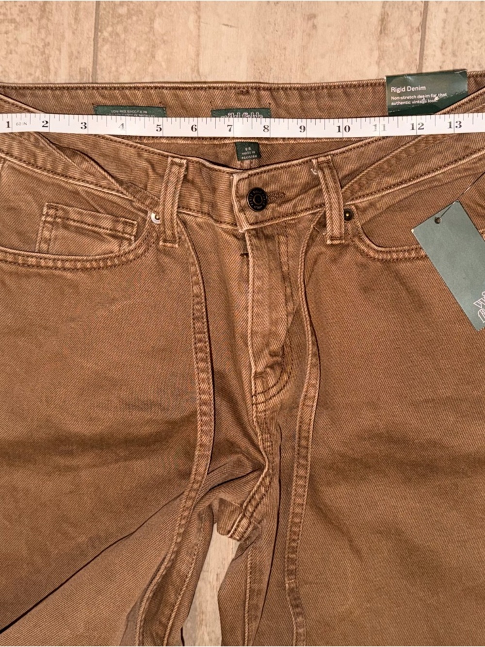 NWT WILD FABLE Brown Wide-Leg Tie-Waist Women’s Rigid Denim Low Rise Size 6/R - Picture 12 of 14